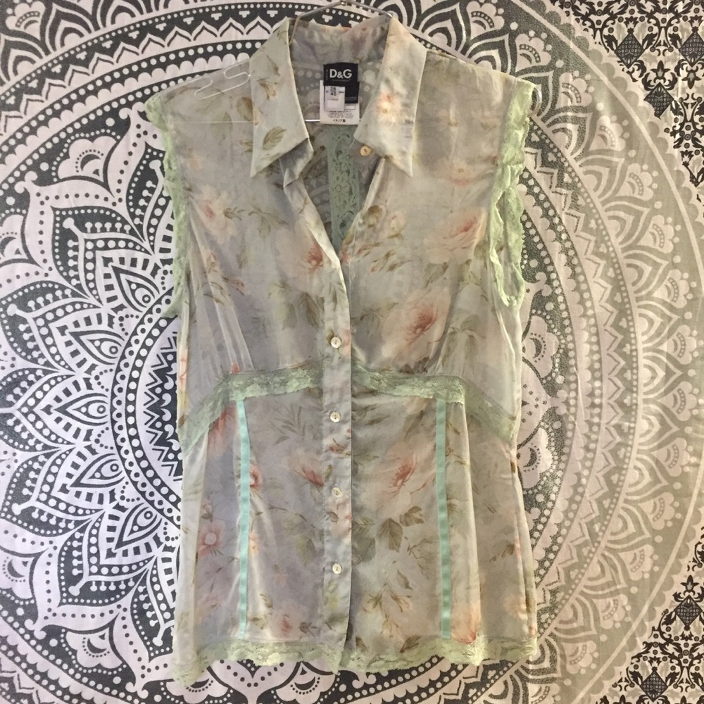 Dolce and Gabbana silk Floral button up top D&G